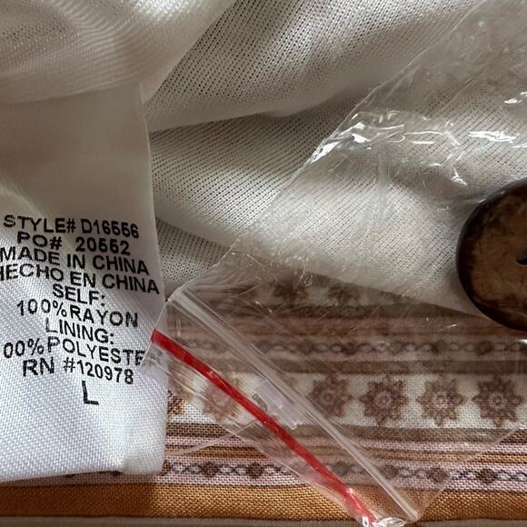 Entro Dress Cream Multicolor Floral Half Sleeve Button Front Boho Tunic Large - Picture 12 of 13